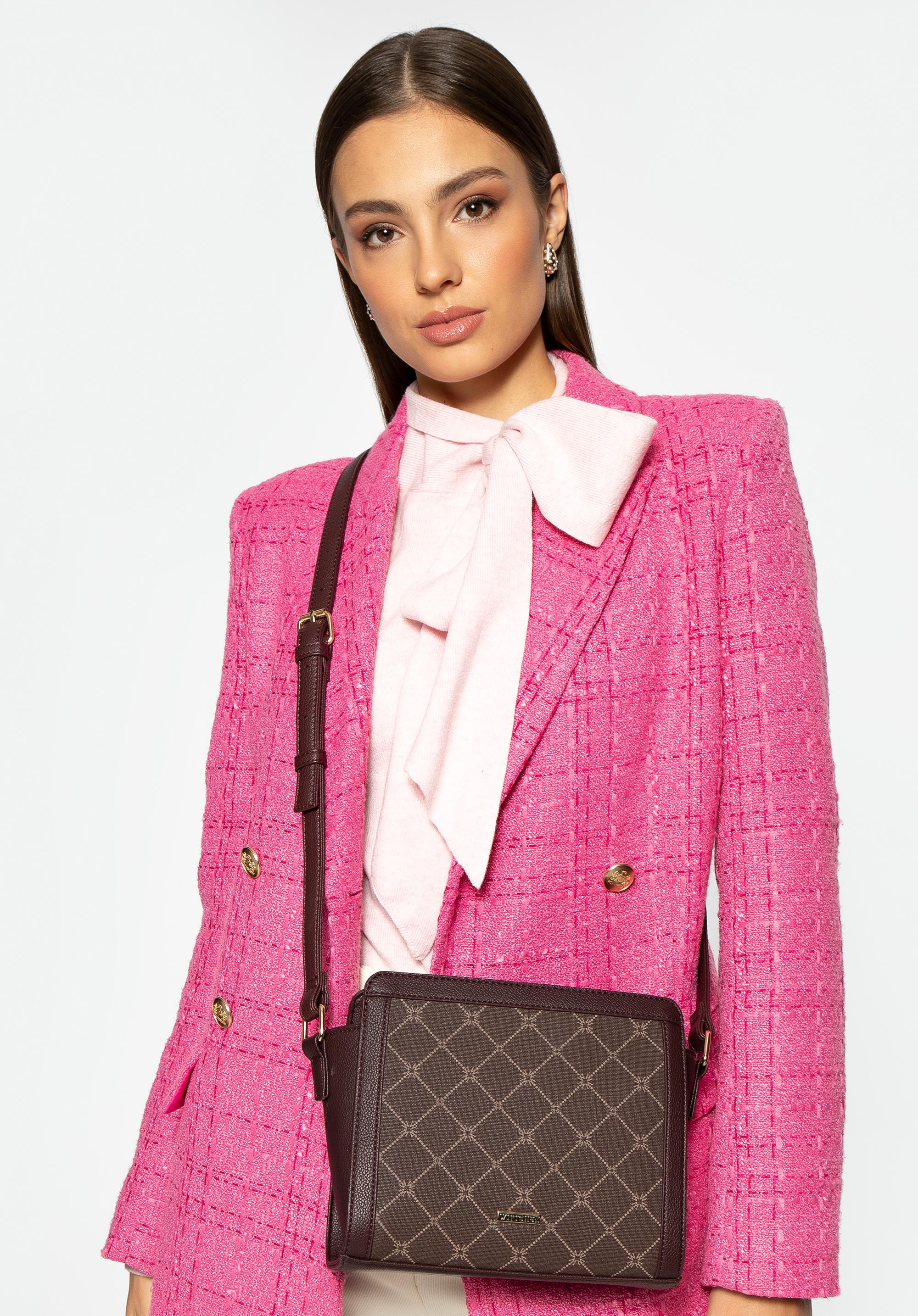 Damska crossbody w monogram brązowa