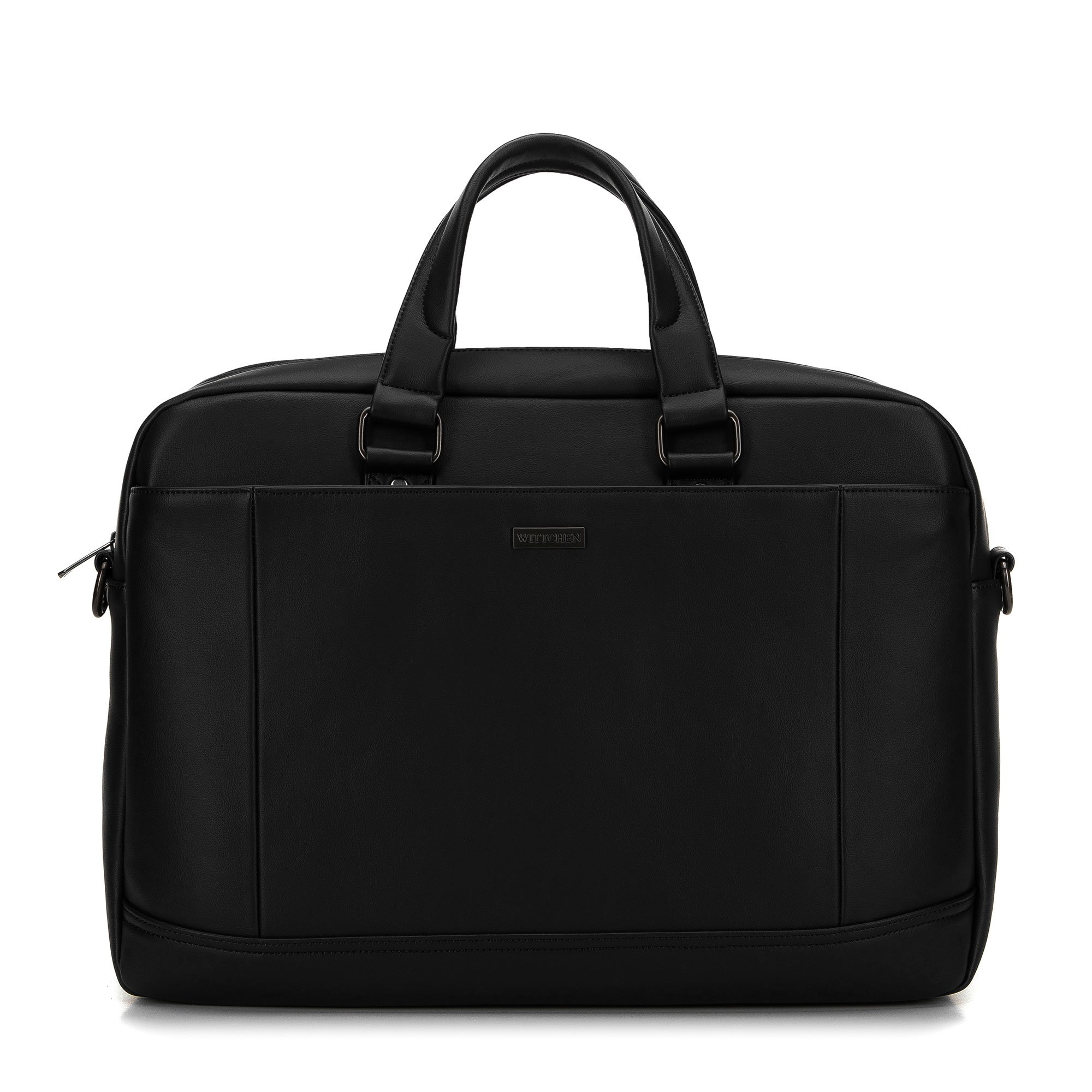 Męska torba na laptopa 15,6” z ekoskóry dwukomorowa czarna