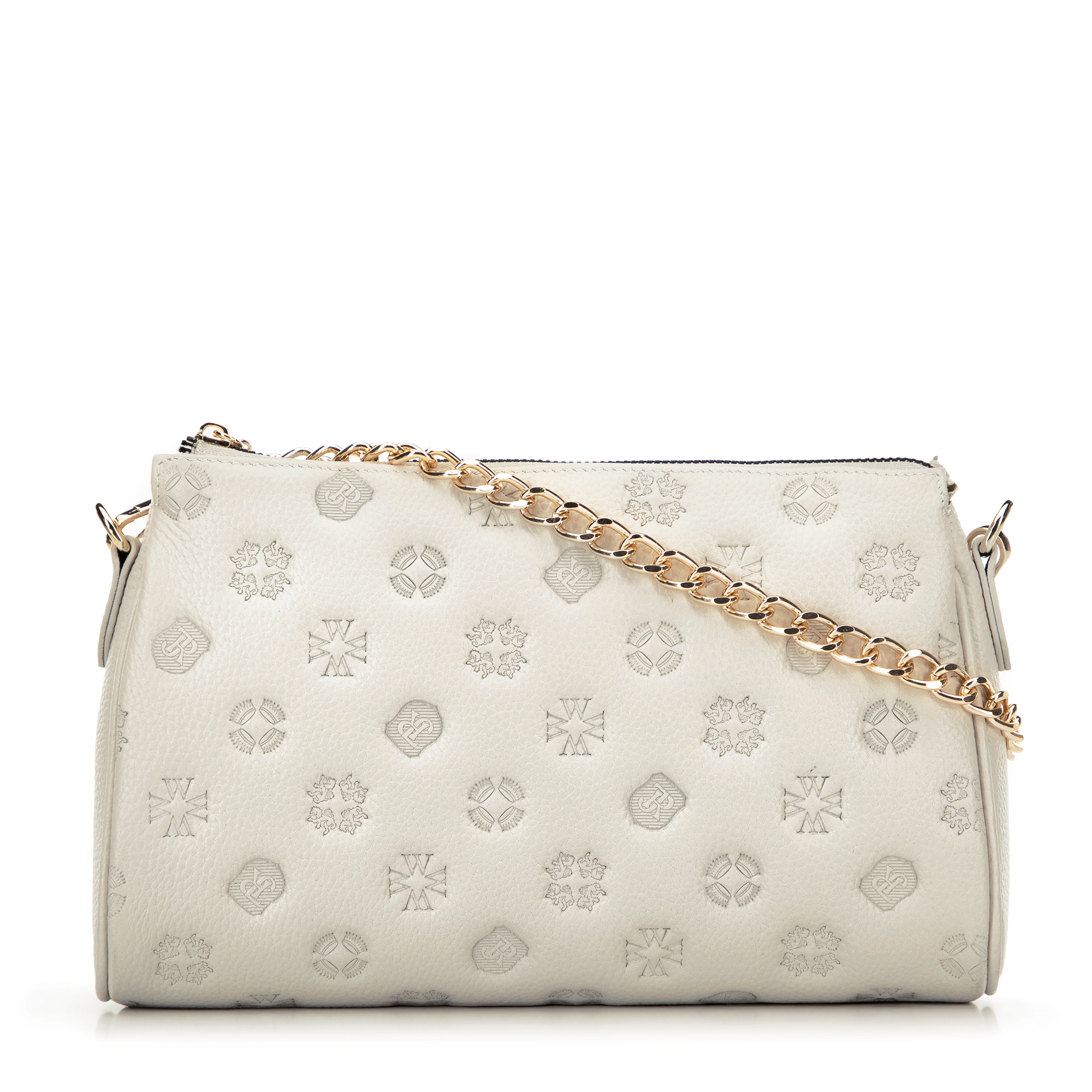 Torebka crossbody skórzana w tłoczenie jasny beż