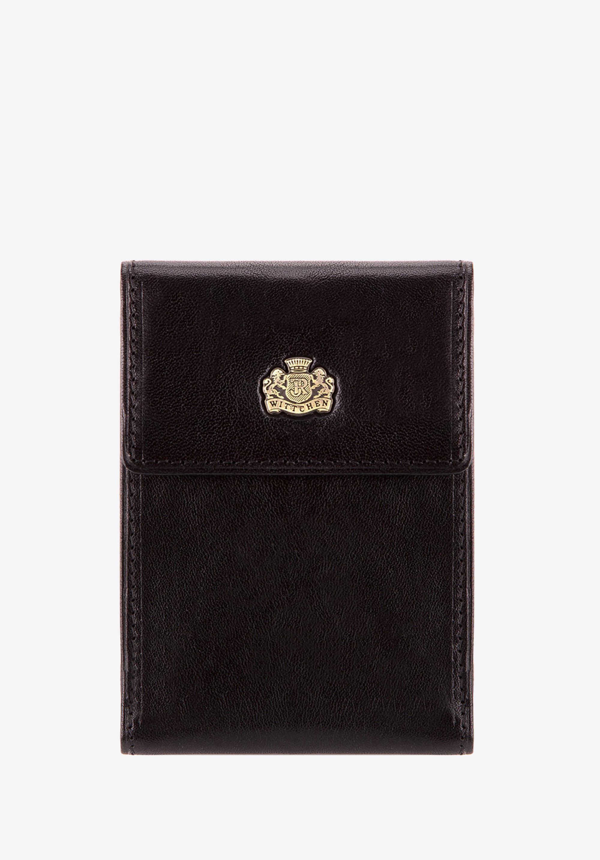 Etui na karty skórzane z herbem rozkładane czarne