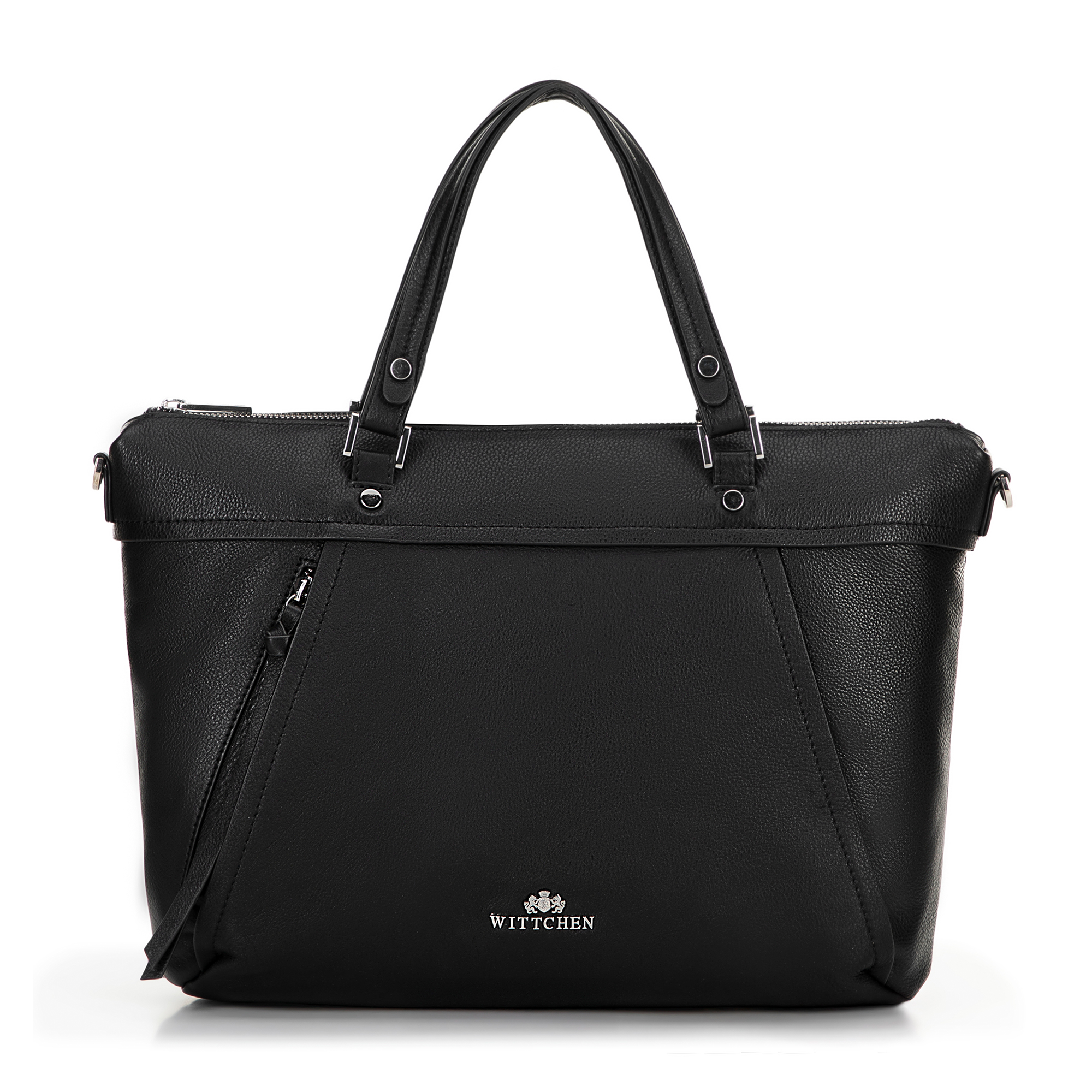 Damska torba na laptopa 15" ze skóry z chwostem czarna