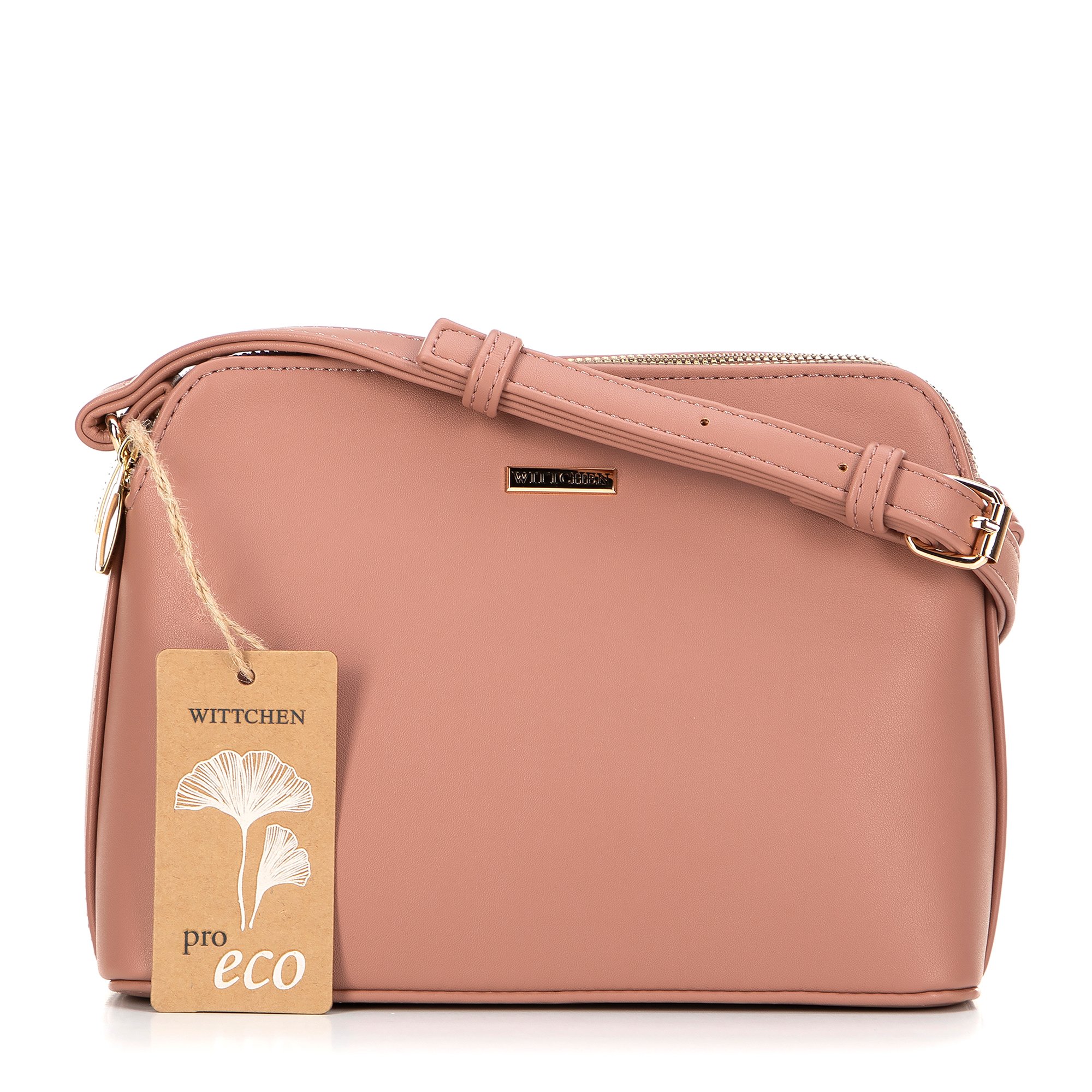 Damska crossbody z ekoskóry dwukomorowa różowa