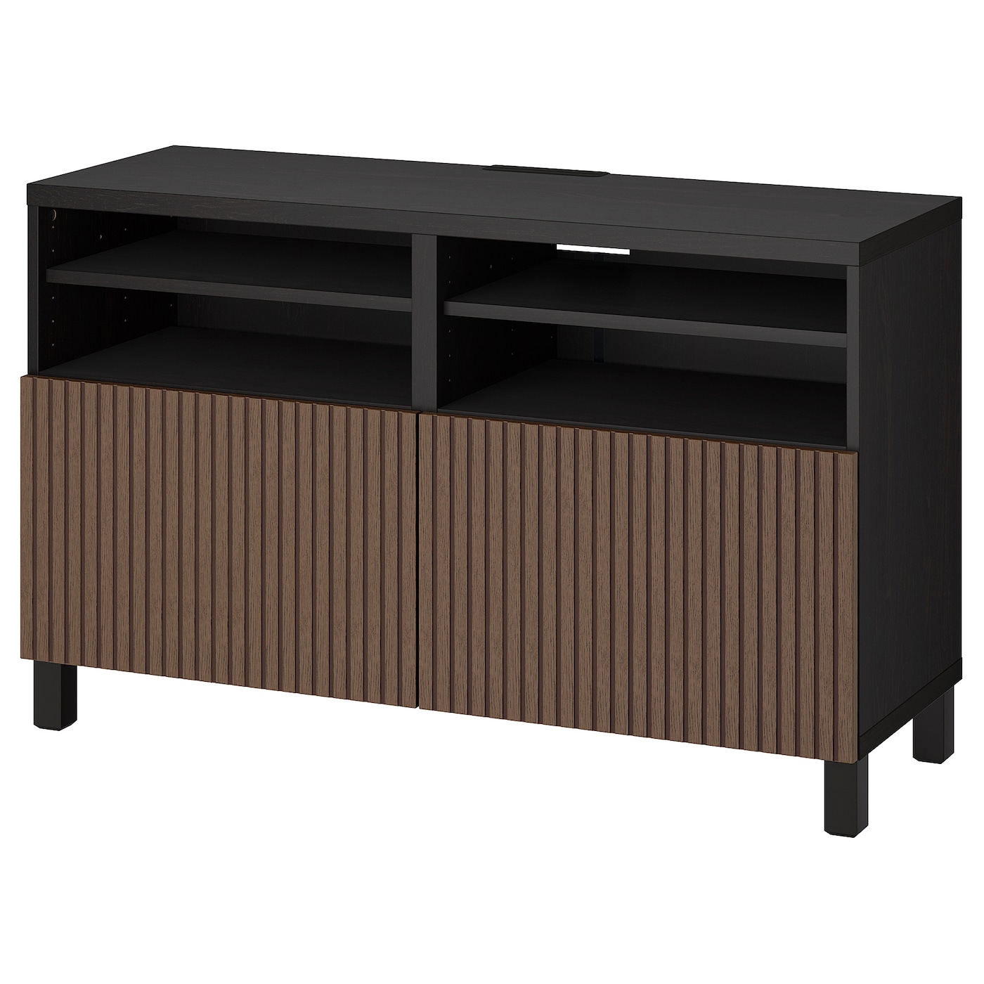 IKEA BESTÅ ława TV z drzwiami, czarnybrąz Björköviken/Stubbarp/brązowy bejcowana okleina dębowa, 120x42x74 cm