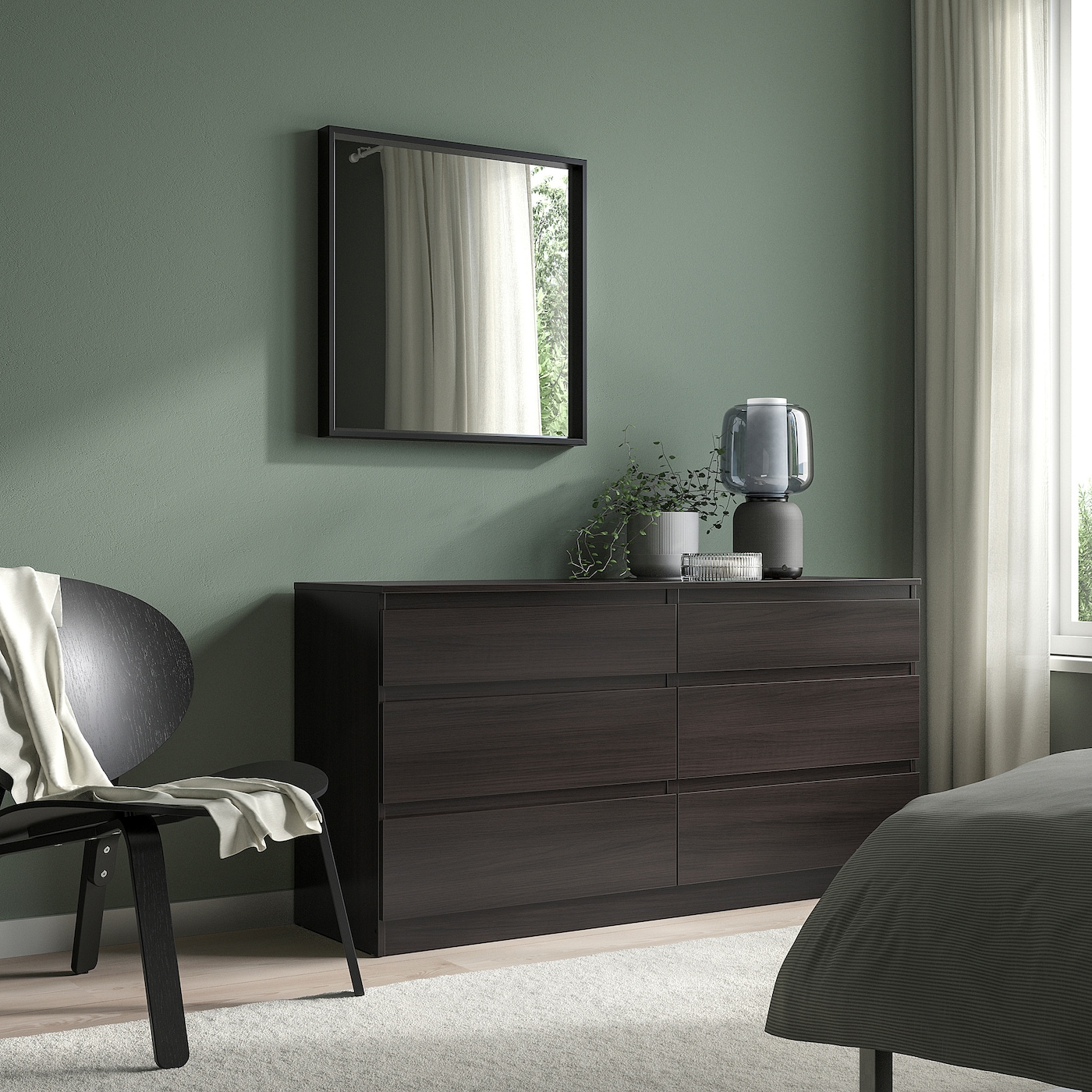IKEA NISSEDAL lustro, czarny, 65x65 cm