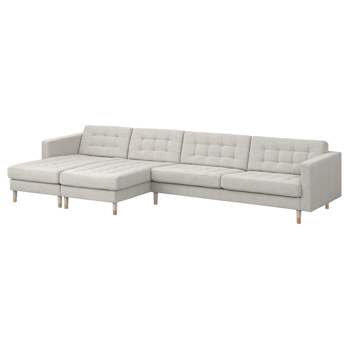 IKEA LANDSKRONA sofa 5-częściowa, z szezlongami Gunnared/beżowy drewno, Wysokość: 78 cm