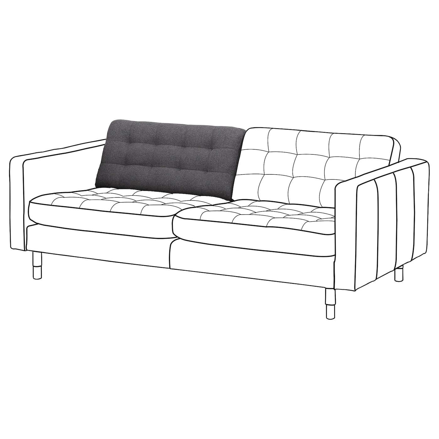 IKEA LANDSKRONA poducha oparcia sofy 3 os, Gunnared/ciemnoszary część zamienna, Szerokość: 89 cm