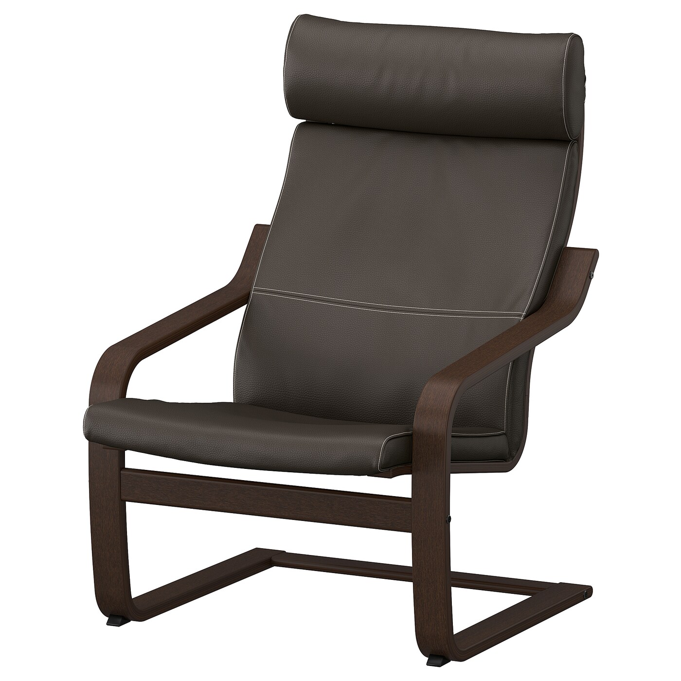 IKEA POÄNG fotel, brązowy/Glose ciemnobrązowy, Szerokość: 68 cm