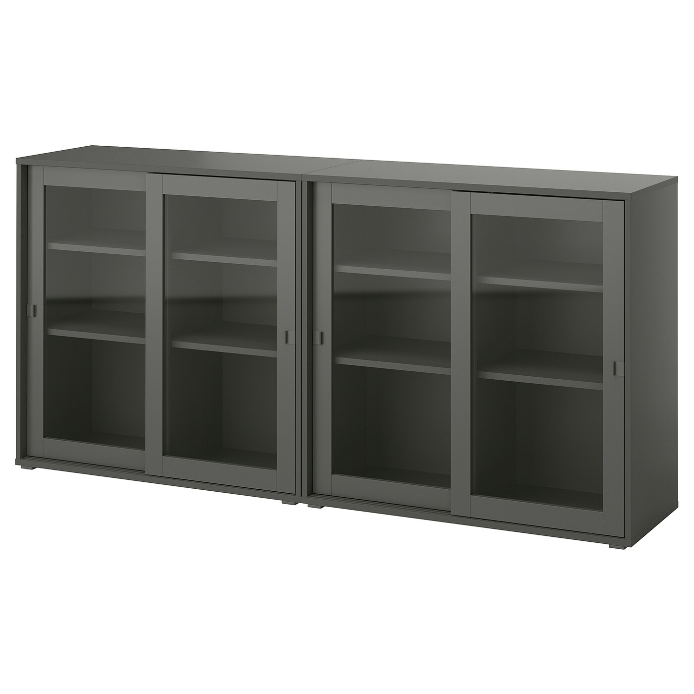 IKEA VIHALS regał/szklane drzwi, ciemnoszary/szkło bezbarwne, 190x37x90 cm