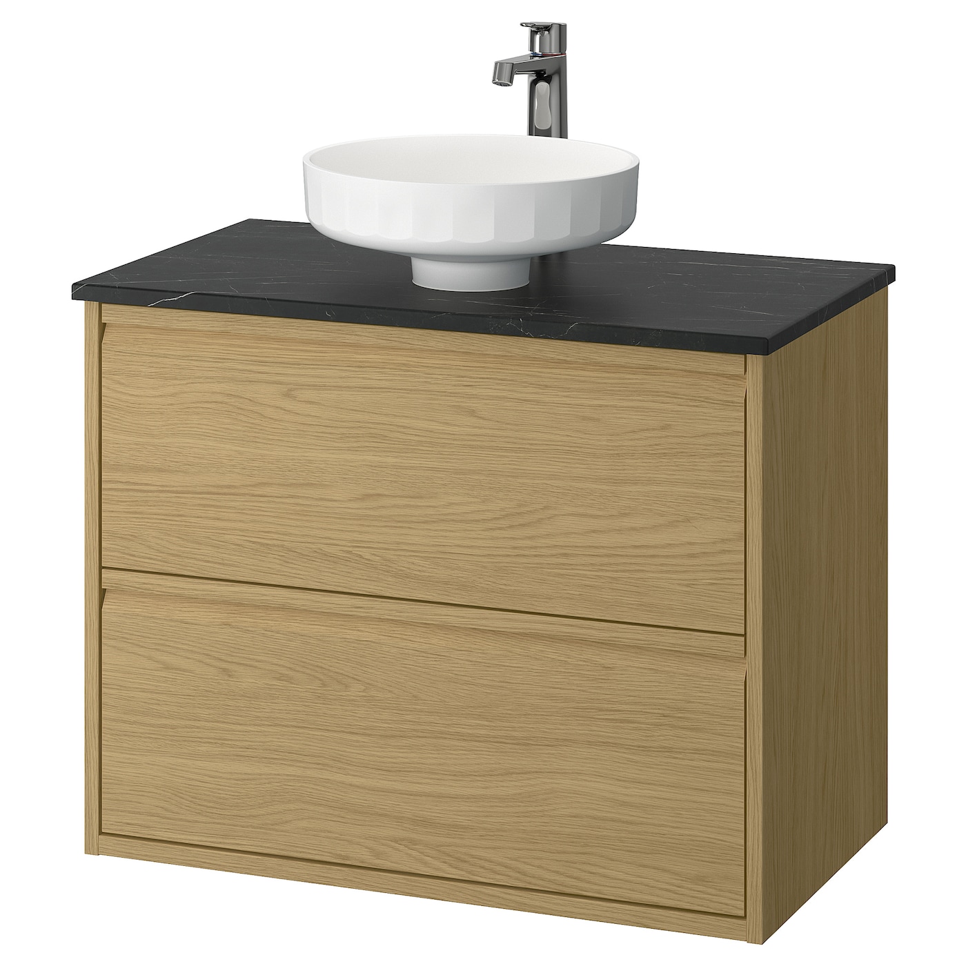 IKEA ÄNGSJÖN / LERSJÖN szaf umyw z szufladami/umyw/bateria, imit. dębu, 82x49x79 cm