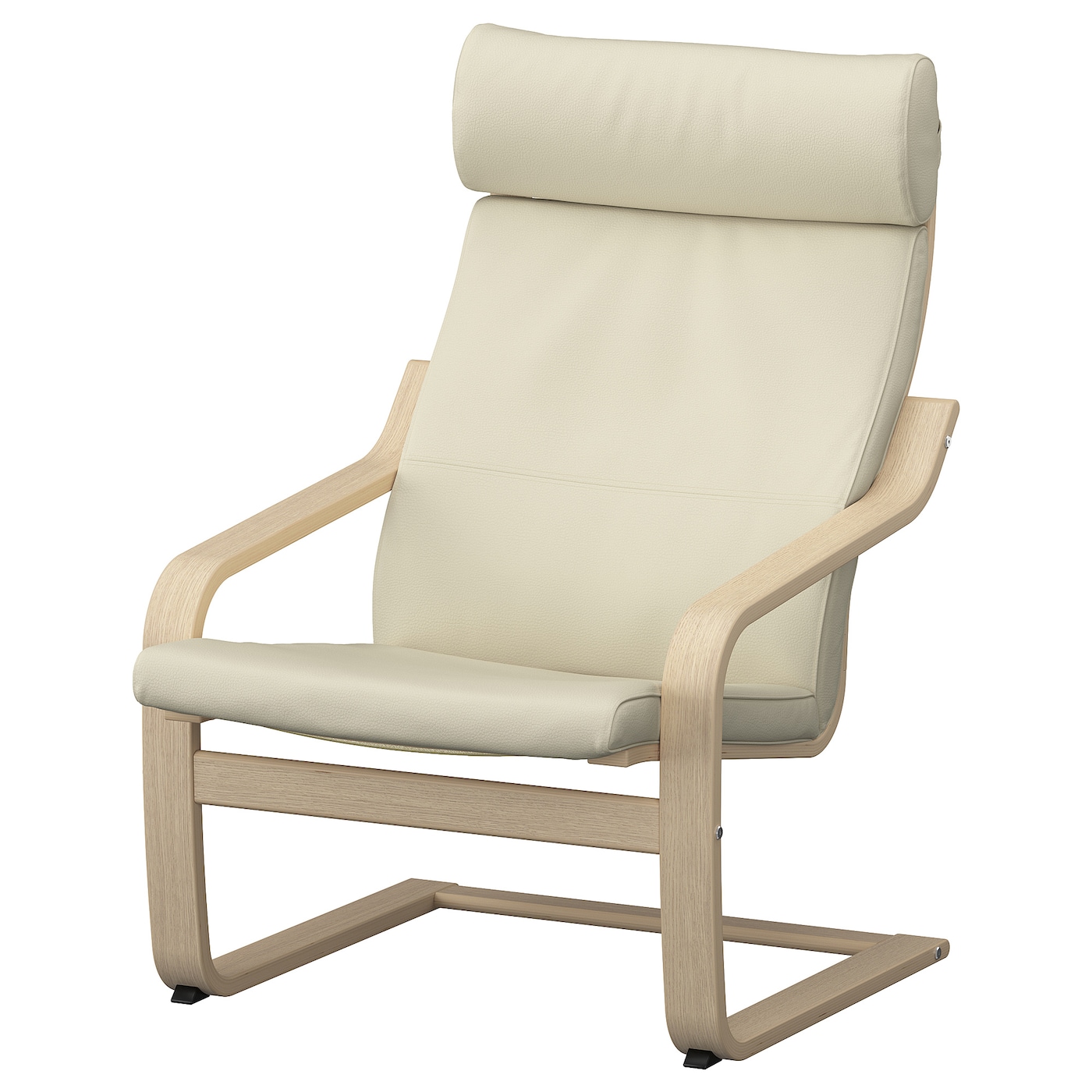 IKEA POÄNG fotel, okleina dębowa bejcowana na biało/Glose złamana biel, Szerokość: 68 cm