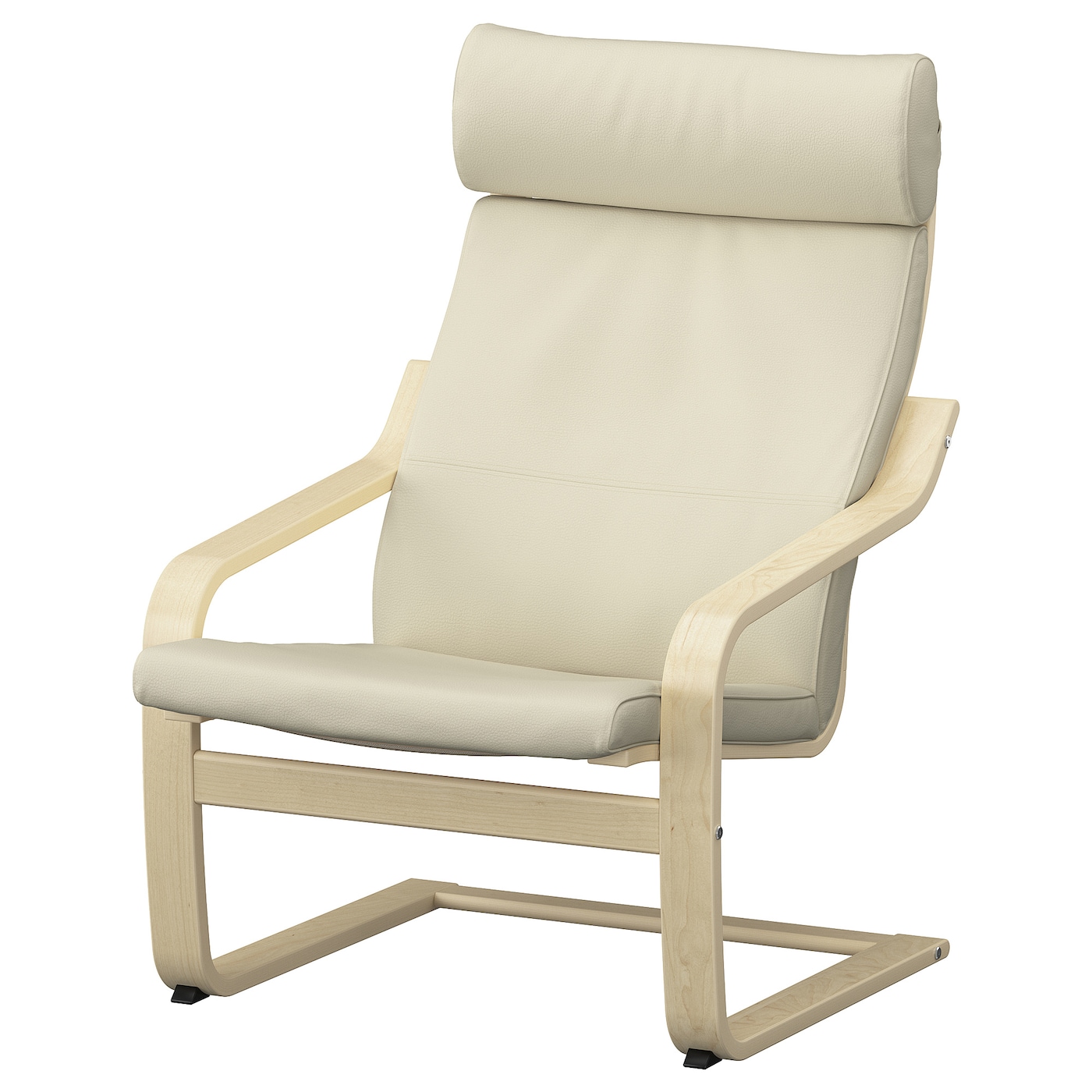 IKEA POÄNG fotel, okl brzoz/Glose złamana biel, Szerokość: 68 cm