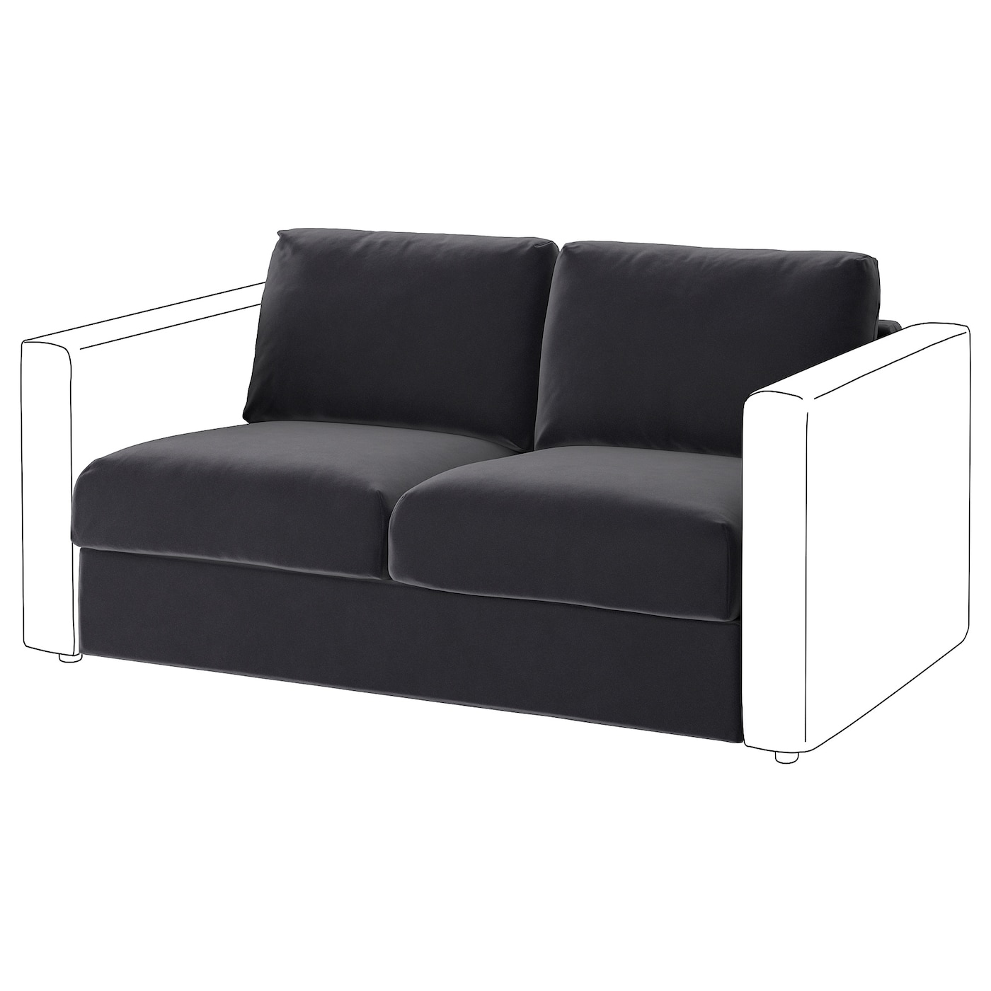 IKEA VIMLE sekcja 2-osobowa, Djuparp ciemnoszary, Wysokość z poduchami oparcia: 80 cm