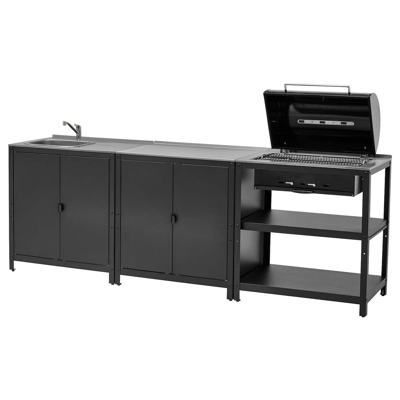 IKEA GRILLSKÄR zlew kuchenny/grill węglowy ogr, stal nierdz, 258x61 cm