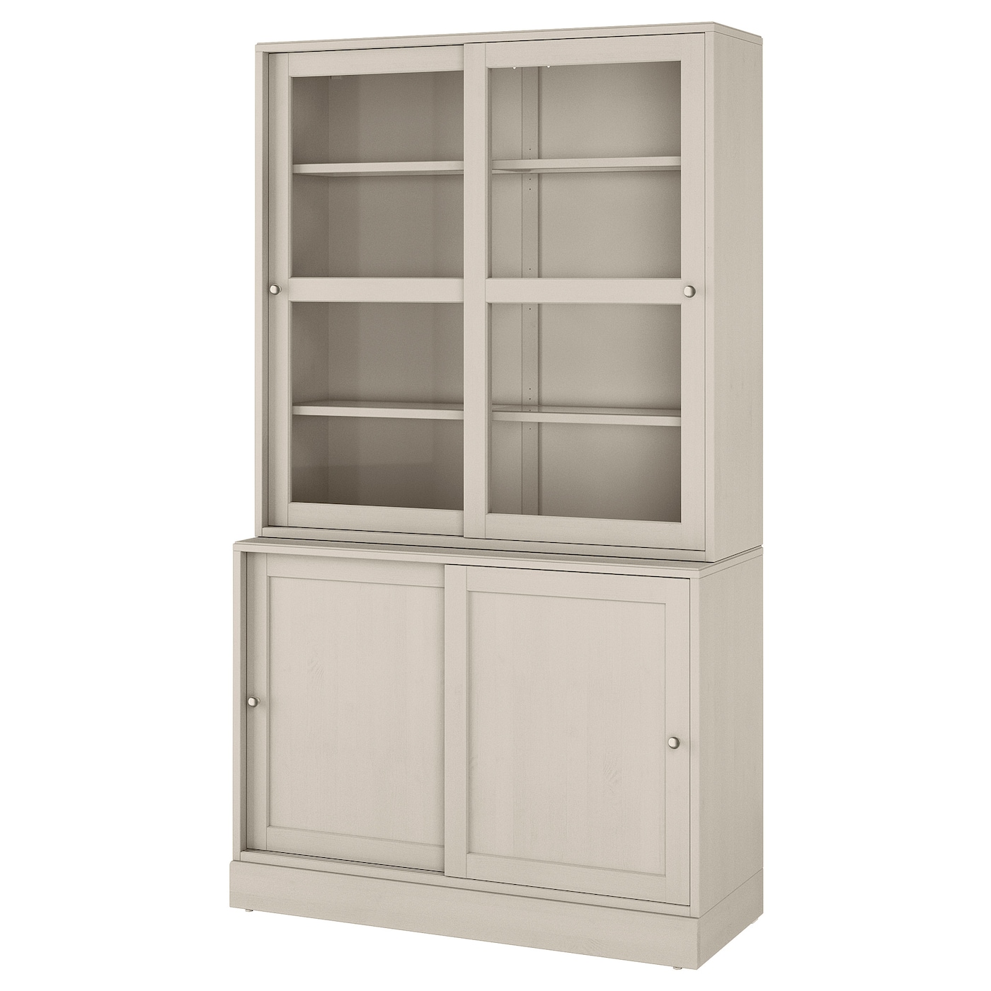 IKEA HAVSTA kombinacja drzwi szklane przesuwane, szarobeżowy, 121x47x212 cm