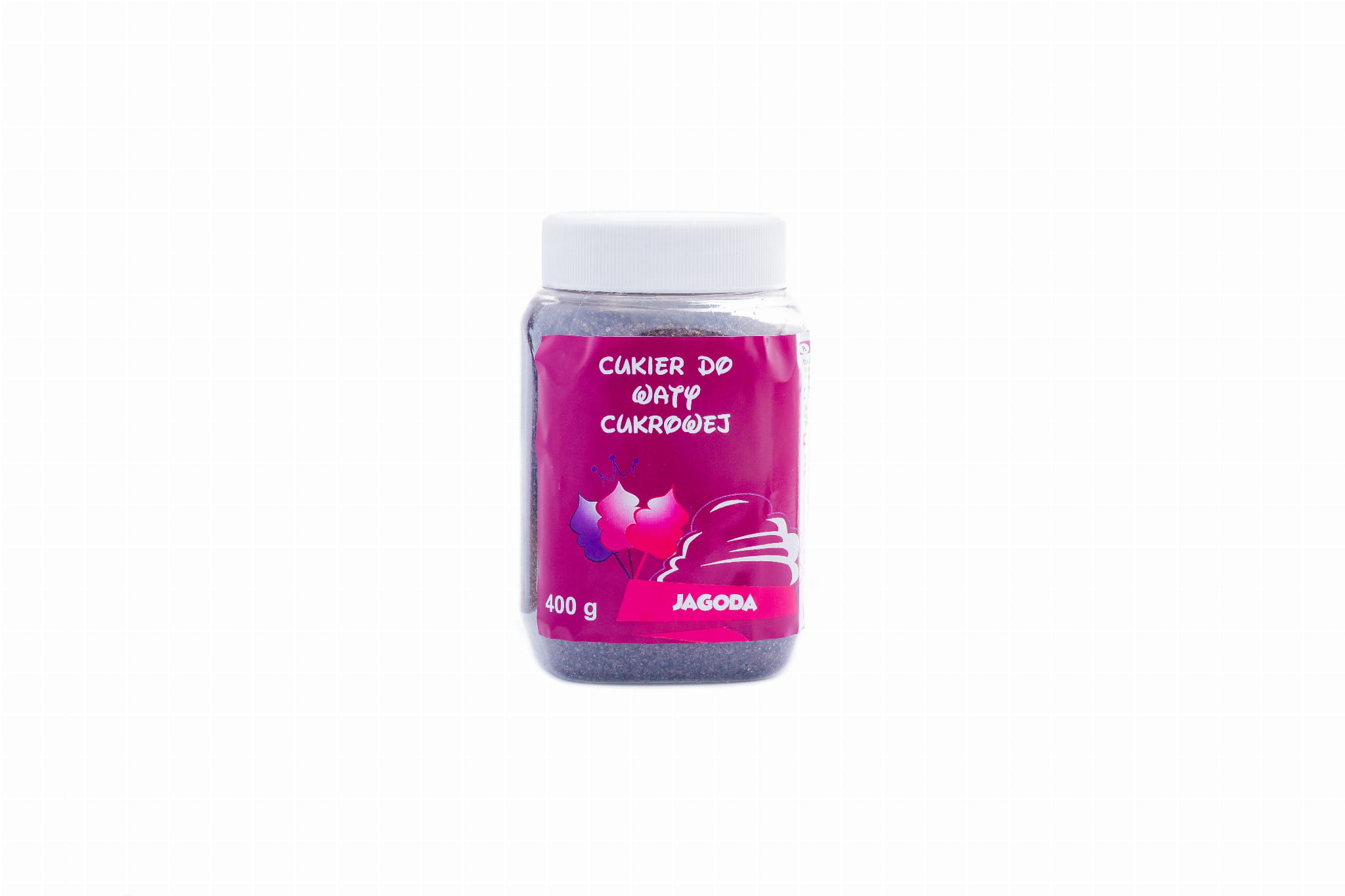 Kolorowy, smakowy cukier JAGODA słoik 400 g