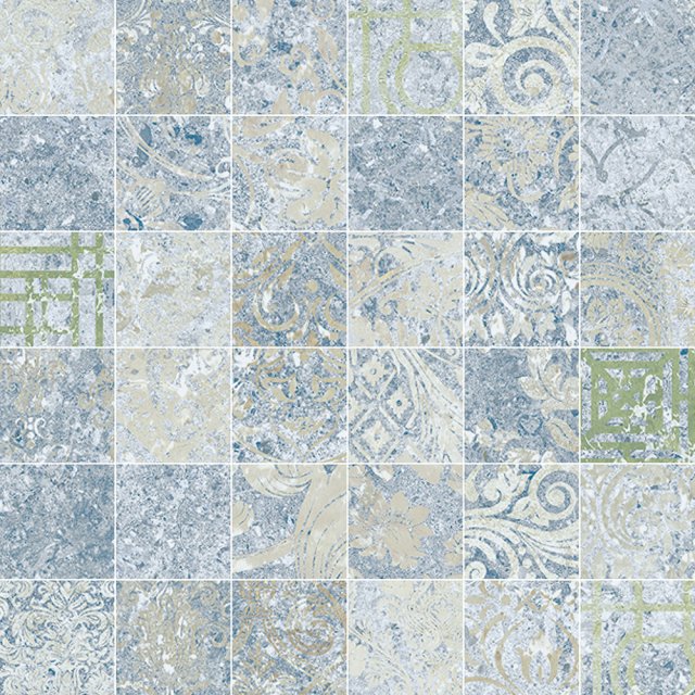 Gres szkliwiony hiszpański Aparici BOHEMIAN BLUE NAT. MOSAICO 5X5 mat