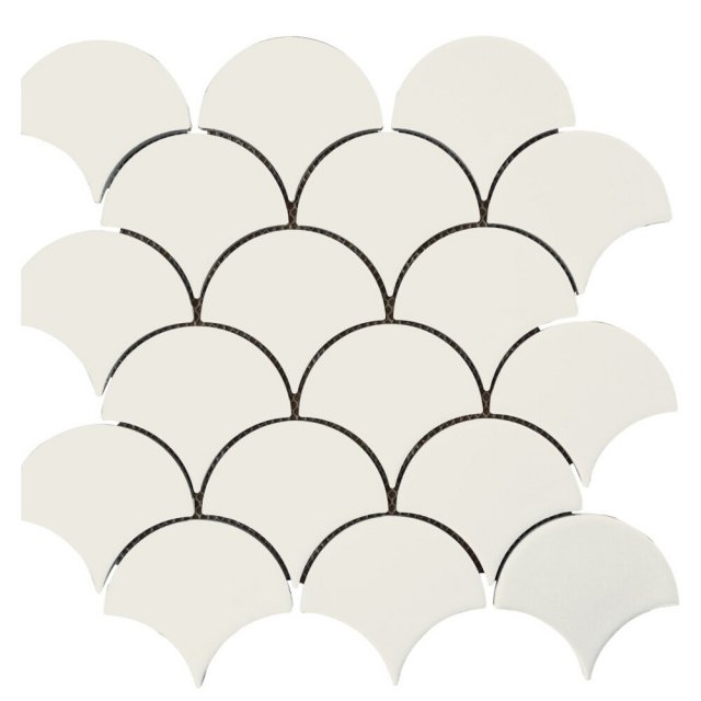 Mozaika gresowa white FISH SCALE mat 28,2x29 gat. I