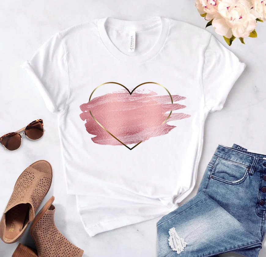 T-shirt Damski Zamazane Serce R048 S-XL