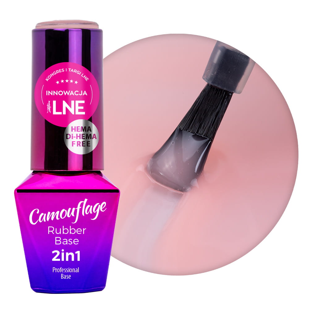 Baza kauczukowa Rubber Base 2w1 Camouflage MollyLac Nectarine Nude HEMA/Di-HEMA Free 10 g Nr 5