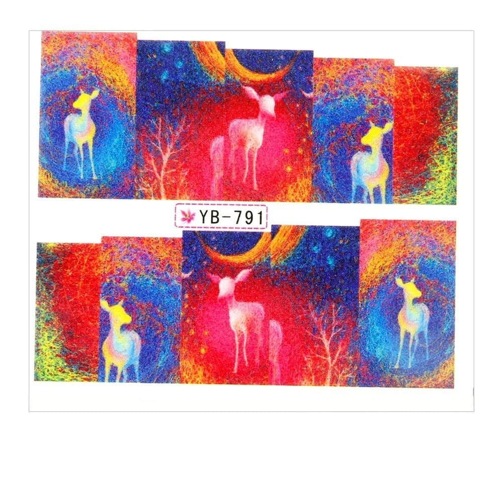Naklejki wodne do paznokci arkusz 6,5 x 5,5 cm na 10 palców yb Nr 791