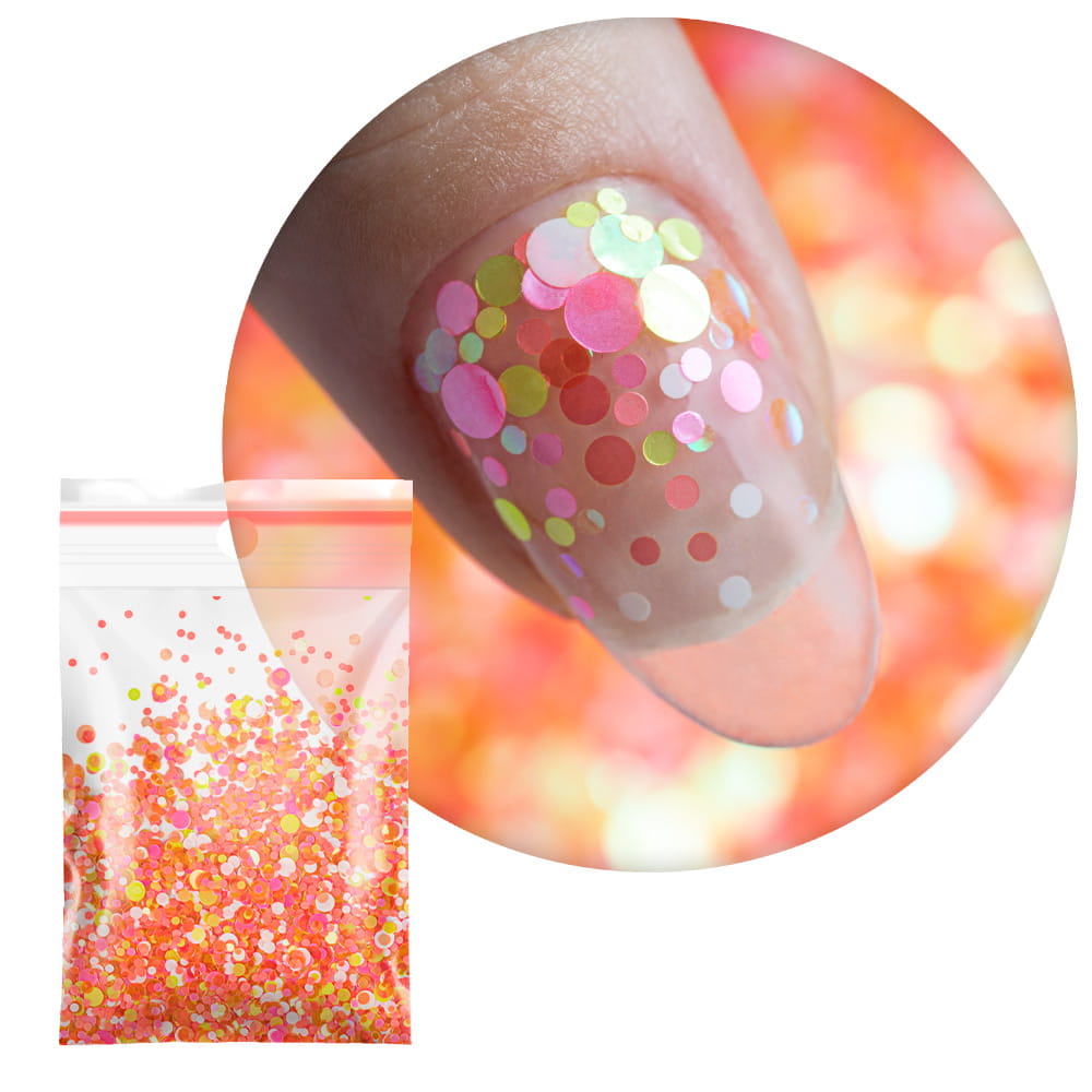 Kolorowa ozdoba do paznokci Pop-Up! Piegi Confetti Dropsy Kropki Kółeczka Princess Nails Nr 4 20g