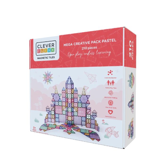 Cleverclixx Klocki magnetyczne Mega Creative Pack Pastel - 210 el.