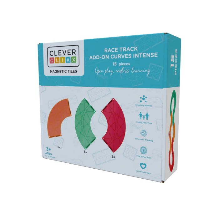 Cleverclixx Klocki magnetyczne Race Track Add-on Curves Intense - 15 el.