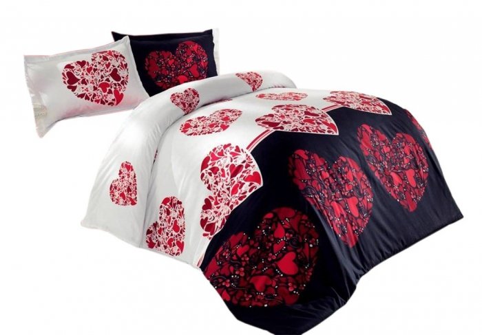 Pościel satynowa Valentini Bianco 160x200 + 2x70x80 Julien red