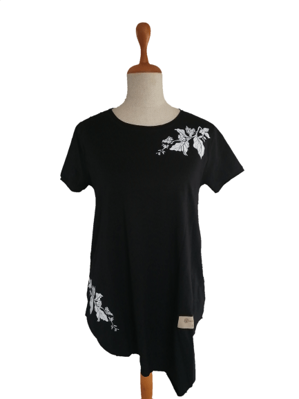 T-shirt coffee leaf - czarna - XS/S