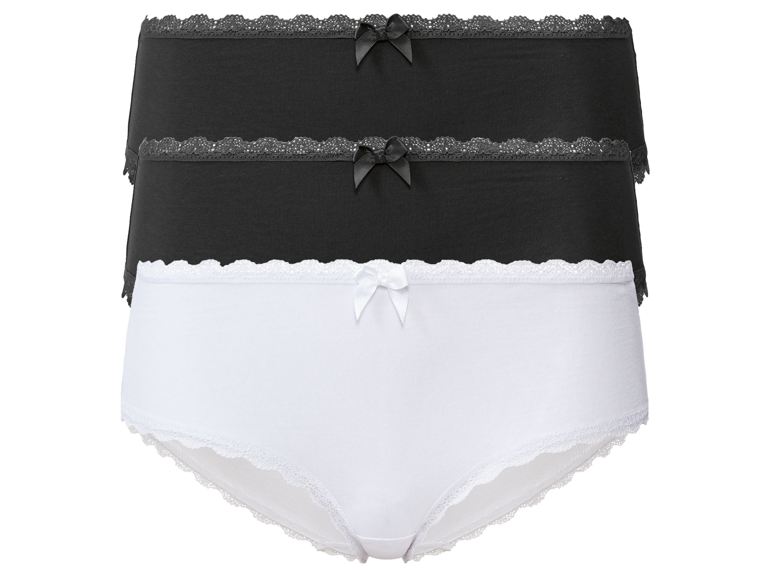 esmara Hipstery damskie z biobawełną, 3 pary XS 32/34, Czarny/ biały