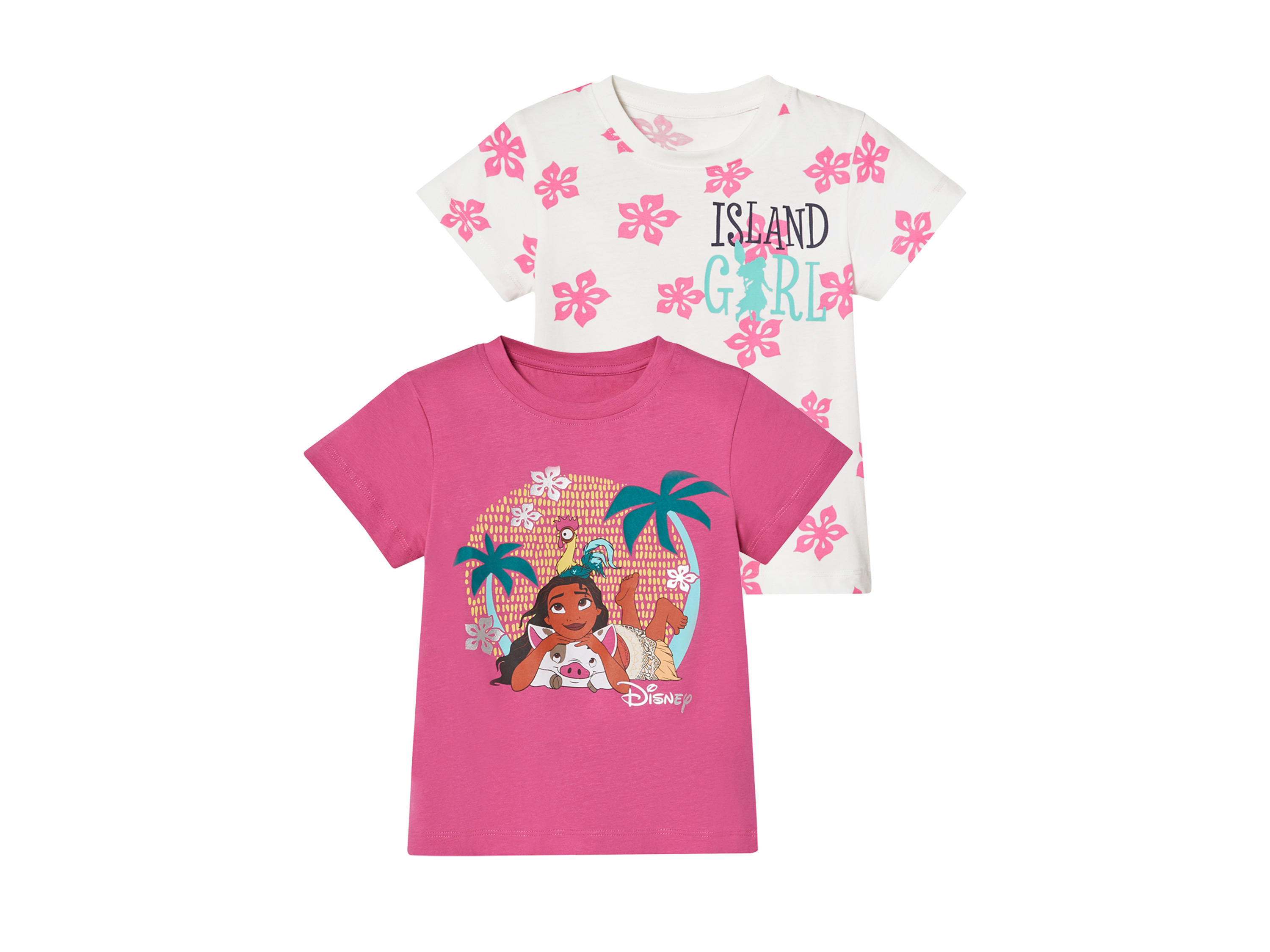 T-shirt dziecięcy z bawełny, 2 sztuki Wzór Vaiana, 110/116