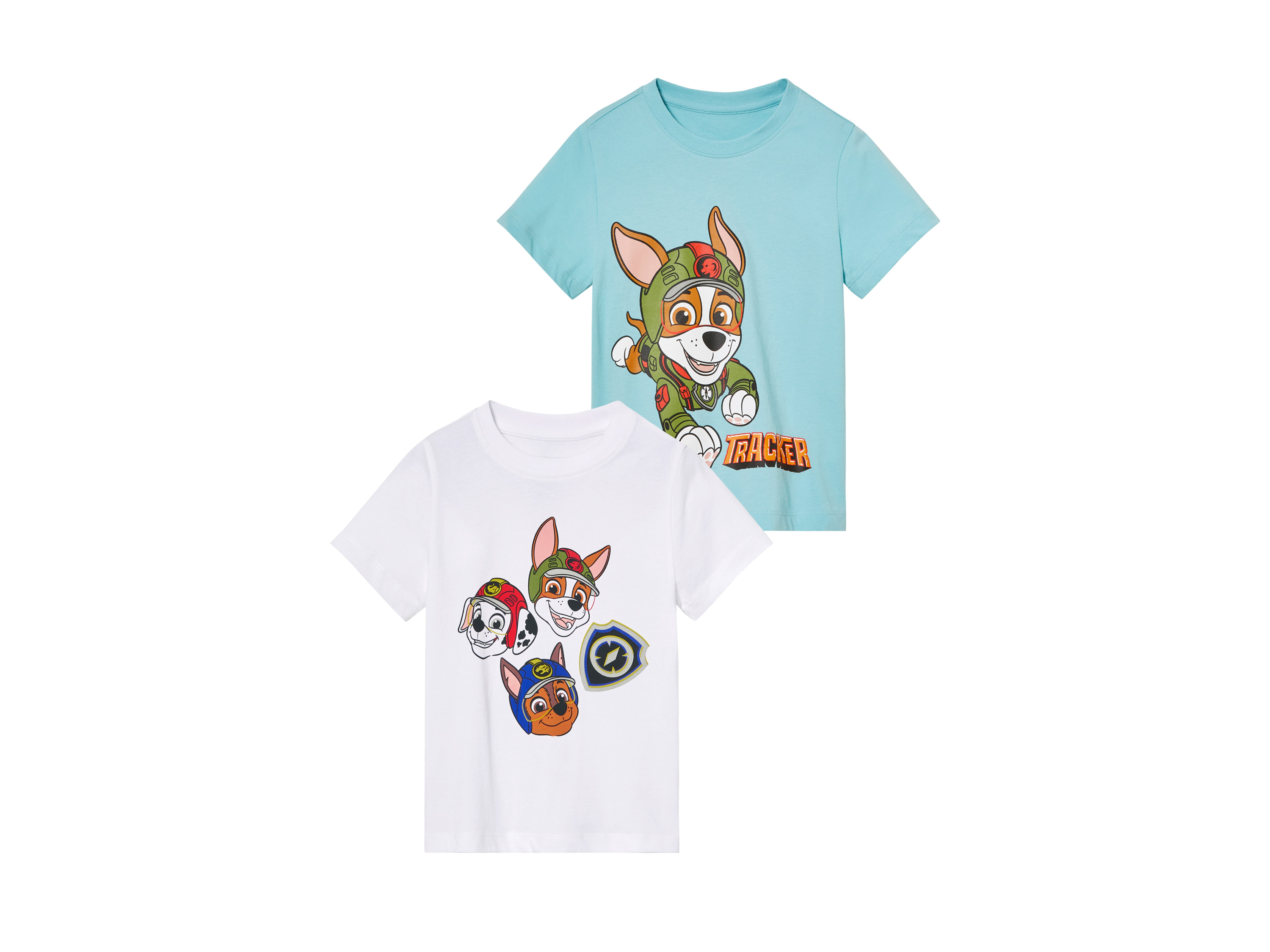 T-shirt dziecięcy z bawełny, 2 sztuki 122/128, Niebieski/ biały