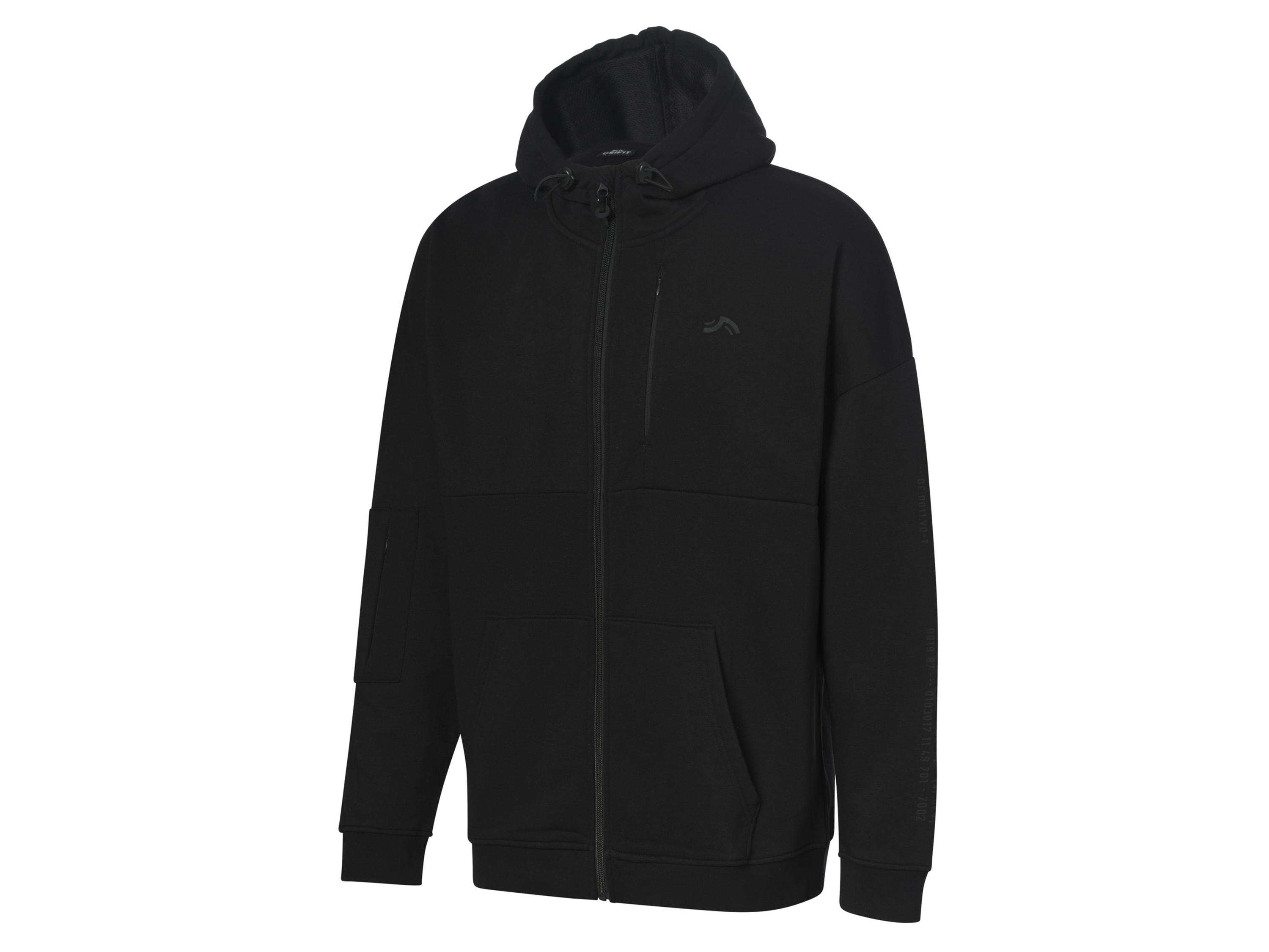 Crivit Bluza dresowa męska z technologią HeiQ Mint XL 56/58, Czarny/kaptur
