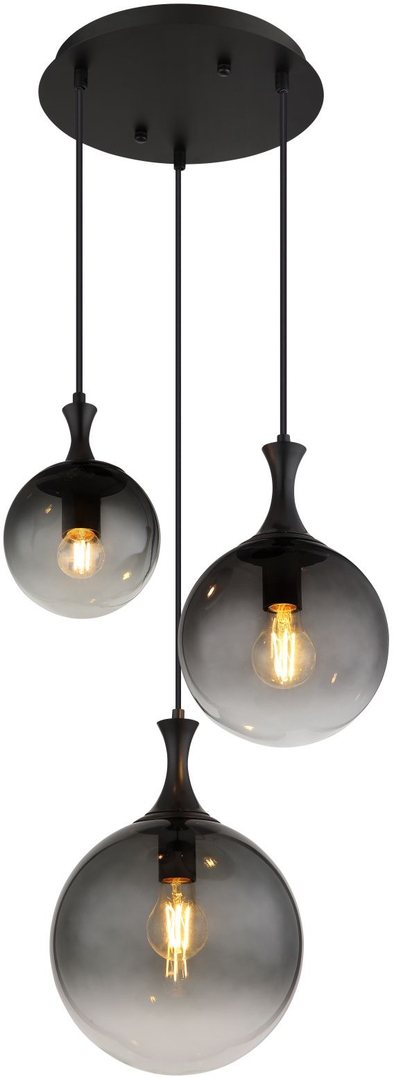 Darmowa Dostawa - Lampa wisząca 3x10 W czarna-przydymiona Globo Lighting Dalton 158853H