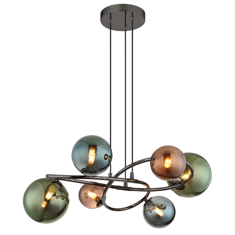 Darmowa Dostawa - Lampa wisząca 6x3.5 W zielona-przydymiona-szary/popielaty-brązowa Globo Lighting Riha 561426H