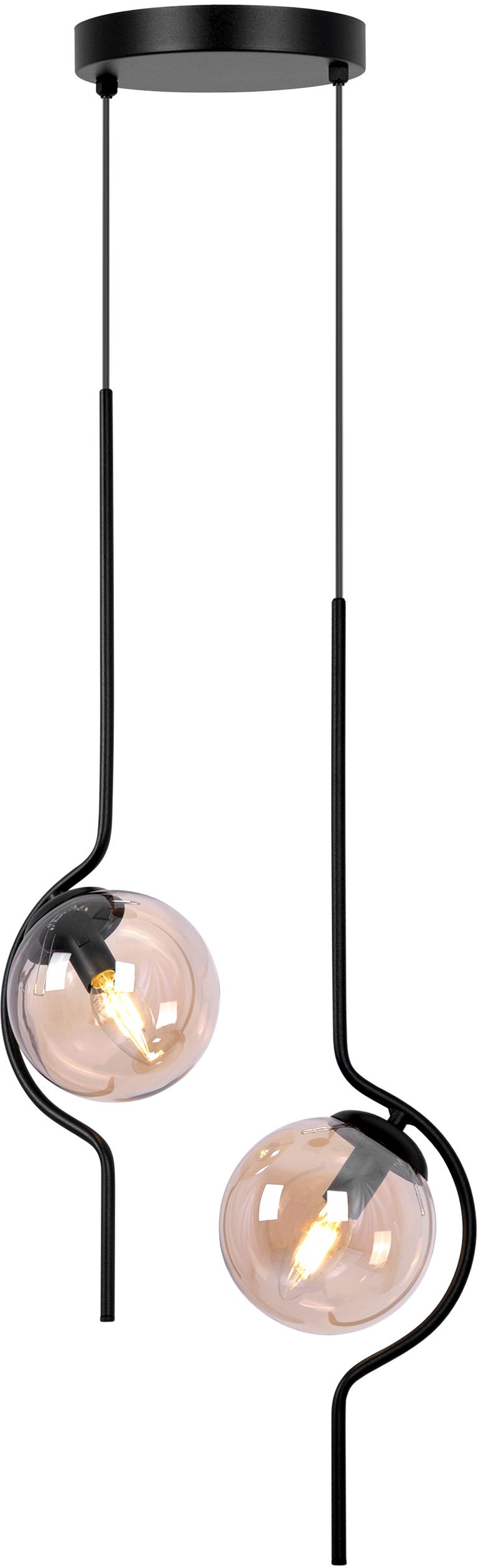 Darmowa Dostawa - Lampa wisząca 2x40 W czarna-bursztynowa Kaja Vela K5337