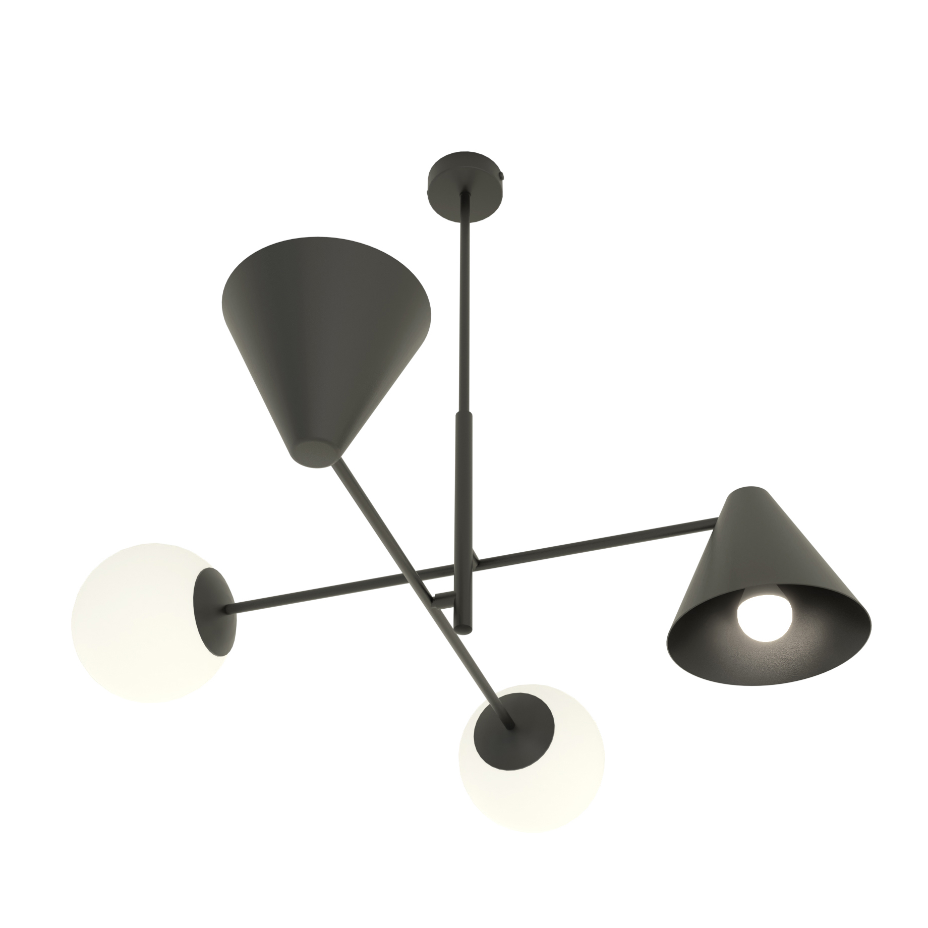 Darmowa Dostawa - Lampa wisząca 4x10 W biała-czarna Emibig Hermes 13474