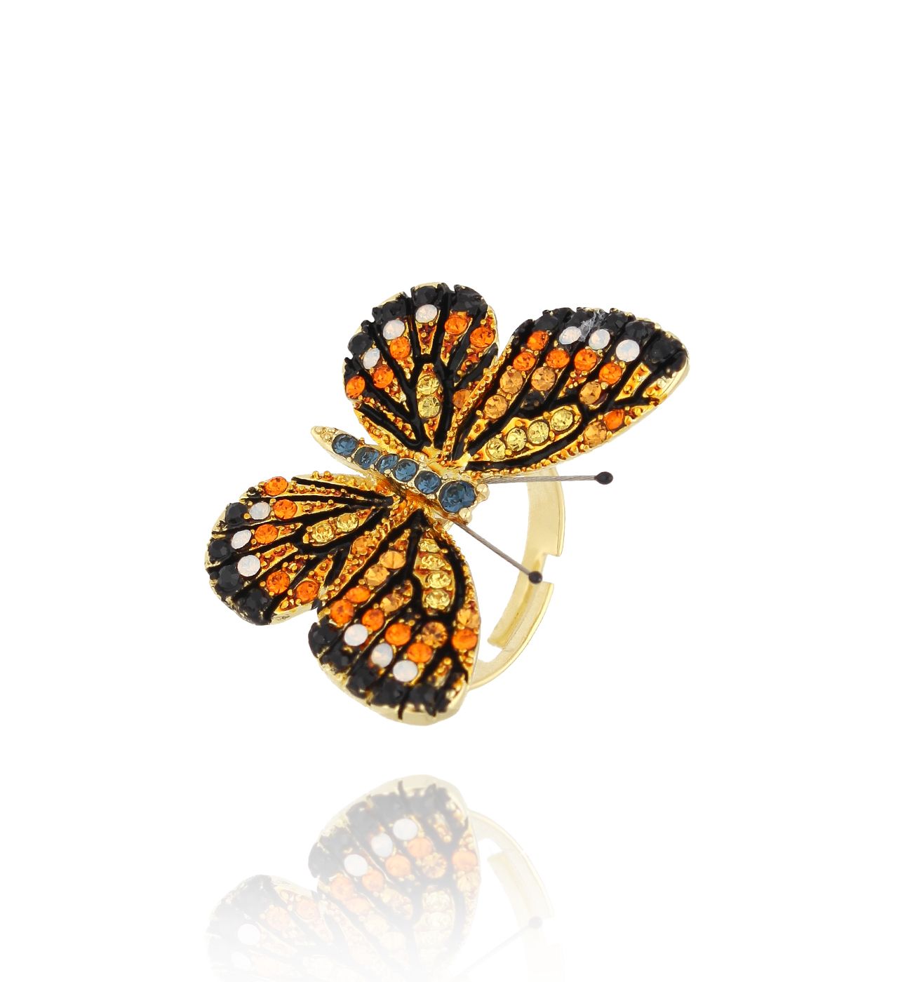 Pierścionek z kolorowym motylem Papillon PPI0004 - By Dziubeka