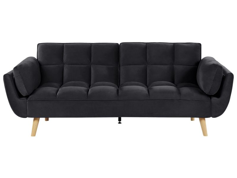 Sofa rozkładana Asby Czarny Welur 1 szt.