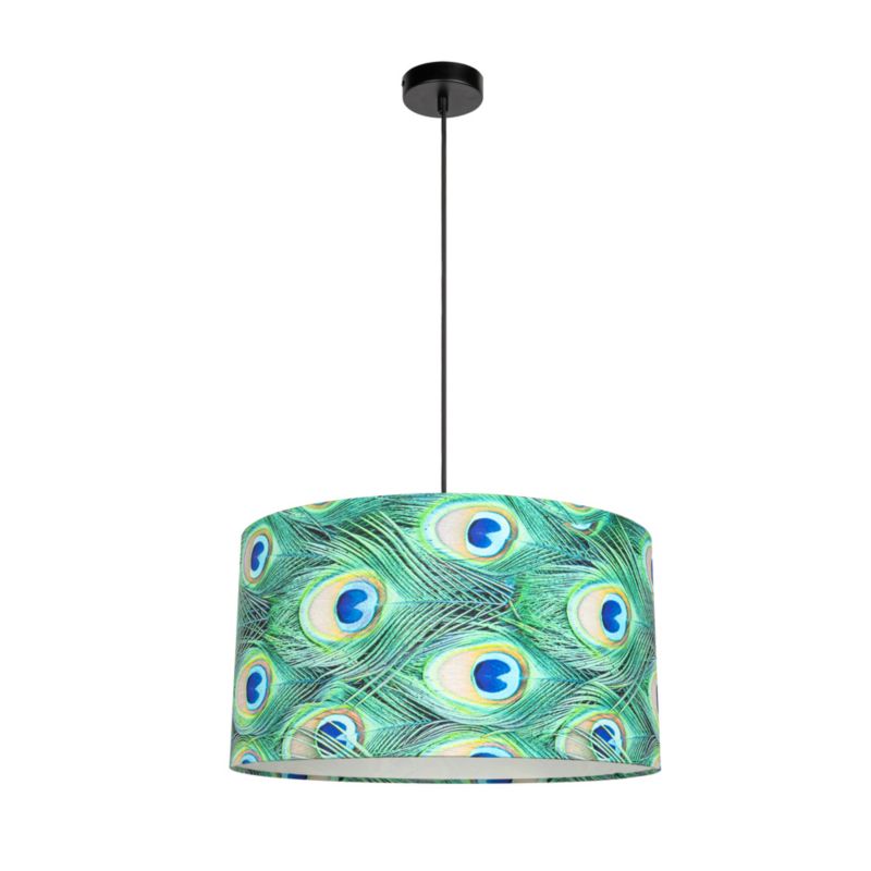 Lampa Wisząca SPOT Light 1xE27 Max.60W Połączenie Czerni z Wielokolorowym Abażurem we Wzory, Polski Producent, 1 szt.
