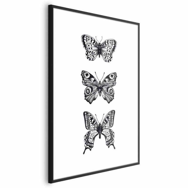 Plakat Artgeist Trzy motyle 29,7x42 cm z ramą czarną 1 szt