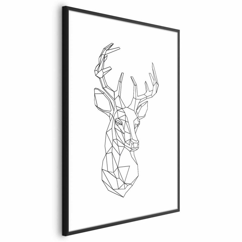 Plakat Artgeist Geometryczny jeleń 60x90 cm z ramą czarną 1 szt