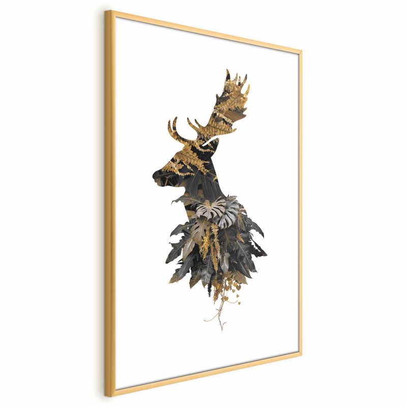 Plakat Artgeist Leśny jeleń 29,7x42 cm z ramą złotą 1 szt