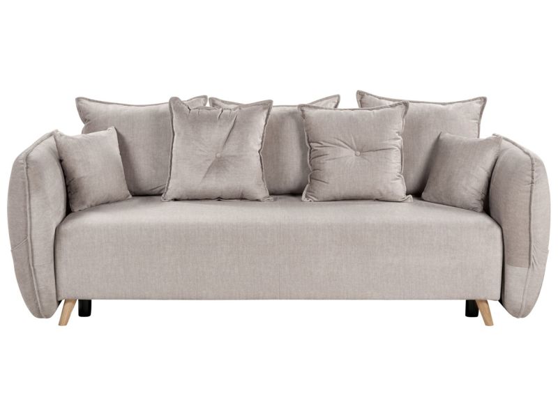 Sofa rozkładana Vallanes Beżowoszary Welur 1 szt.