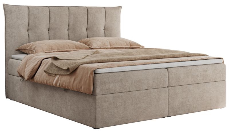 Łóżko kontynentalne MKS Meble PREMIUM 10 180x200 H3 Beżowy struktura 1szt.