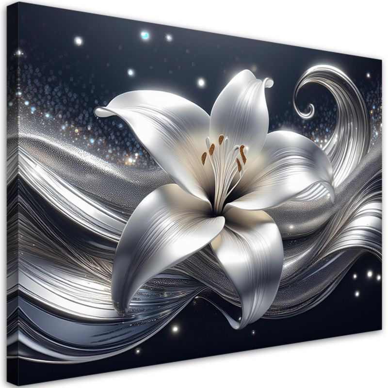 Obraz do salonu sypialni Feeby Srebrny Kwiat Natura 120x80 cm 1szt