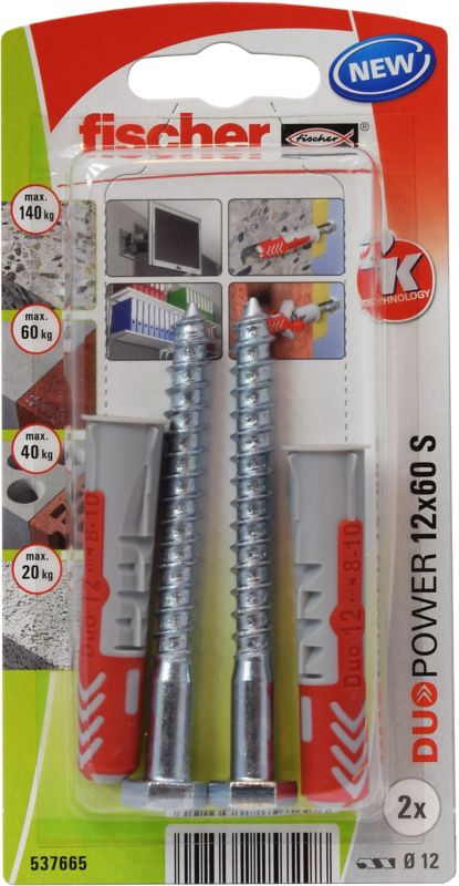 Kołek uniwersalny Fischer Duopower 12 x 60 z wkrętem 2 szt.