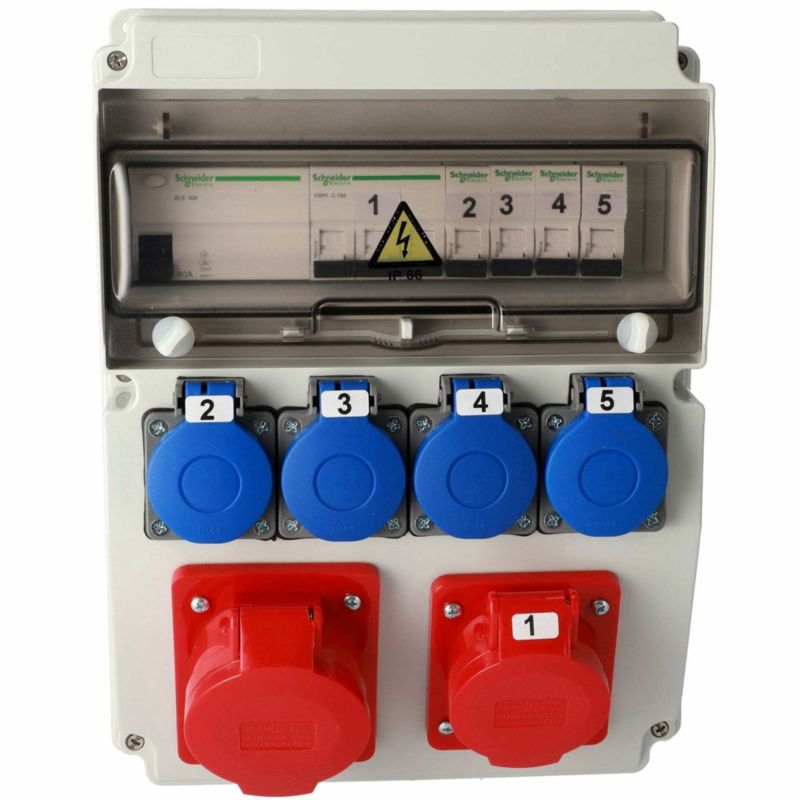 Rozdzielnica Edo wyposażona ASTAT 295 Plus IP65 32A/5P, 16A/5P, 4x230V schuko wyłączniki Schneider 1 szt.