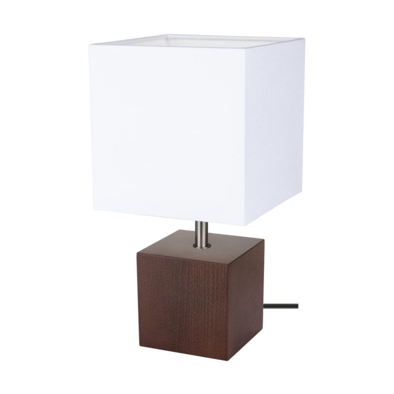 Drewniana Lampa Stołowa SPOT Light 1xE27 Max.25W Drewno Bukowe FSC z Białą Tkaniną Polski Producent 1 szt.