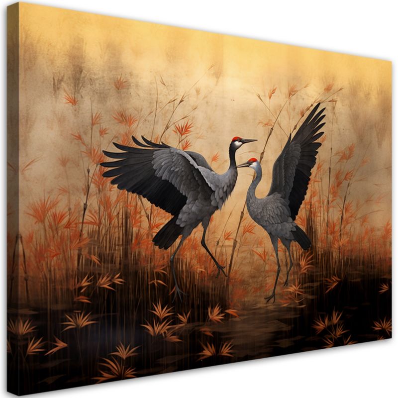 Obraz do salonu na ścianę Feeby Żuraw Natura Ptaki Beżowy 60x40cm 1szt